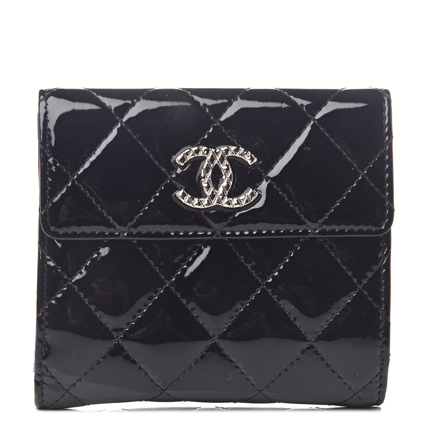 Chanel Patent Quilted Brilliant Compact Wallet Black 1 of 6