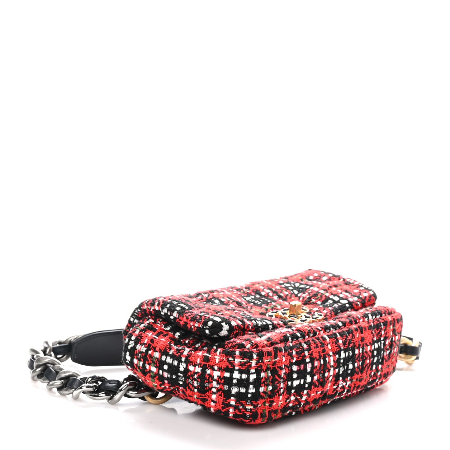 Tweed Quilted Chanel 19 Waist Bag Red Black Multicolor