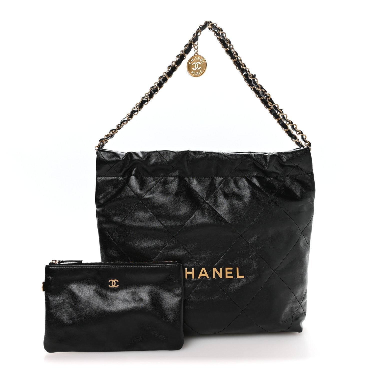 Chanel Shiny Calfskin Quilted Small Chanel 22 Black 1870127