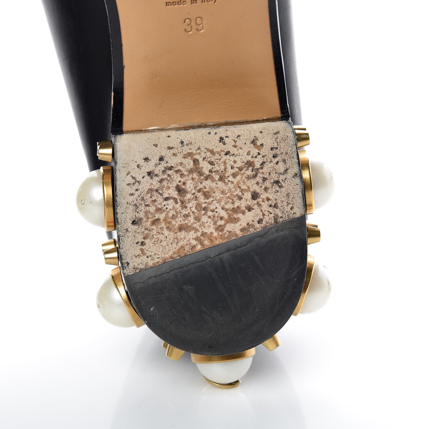 Betis Glamour Calfskin Web Pearl Embellished Peyton 35mm Loafer Pumps 39 Black