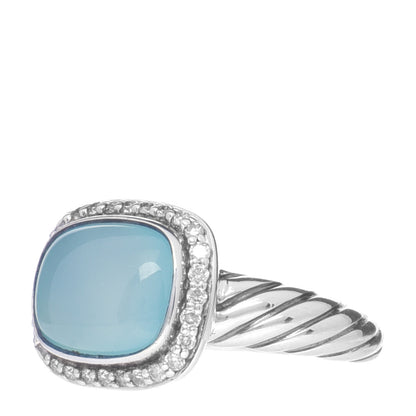 David Yurman Sterling Silver Diamond Chalcedony 10mm Chalcedony Ring 46 3.75 3 of 5