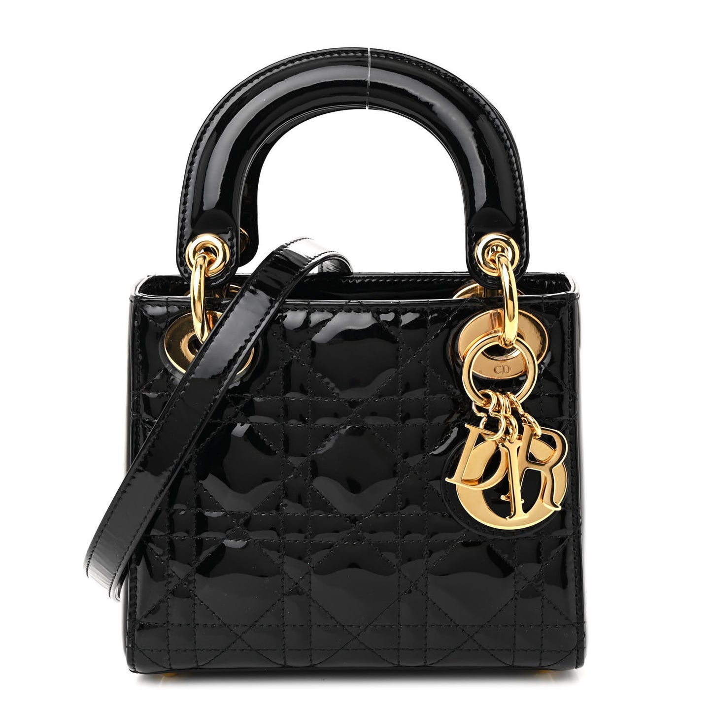 Patent Cannage Mini Lady Dior Black