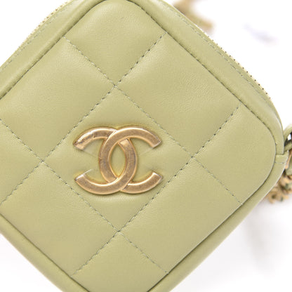 Chanel Lambskin Quilted Diamond Coin Purse With Chain Green 8 of 9