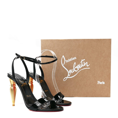 Christian Louboutin Patent Galva Lipqueen 100 Sandals 39 Black 13 of 13