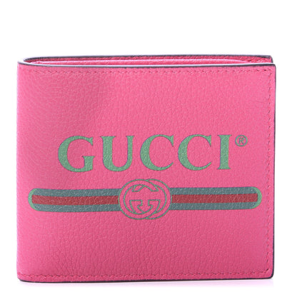 Gucci Grained Calfskin Logo Bi-Fold Wallet Box Pink Green 1 of 7