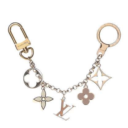 Louis Vuitton Brass Enamel Fleur De Monogram Bag Charm Chain Gold 1 of 3