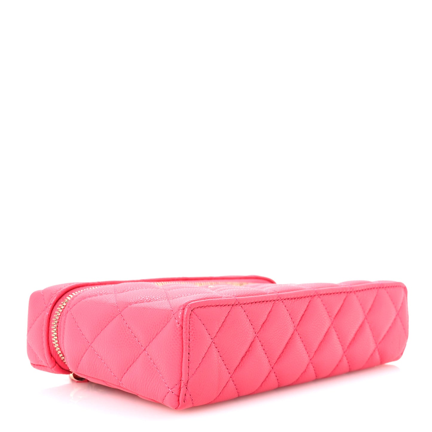 Caviar Quilted Top Handle Slim Vanity With Chain Fuchsia