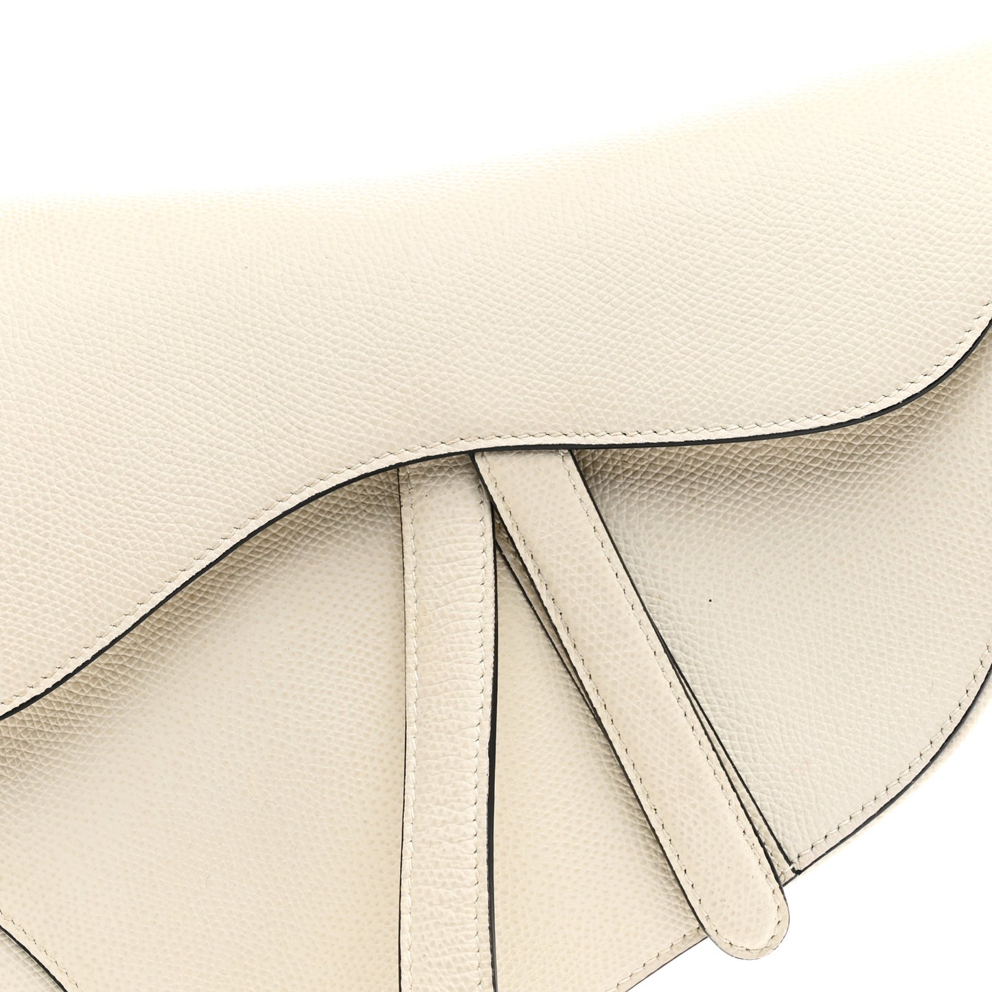 Grained Calfskin Saddle Bag White