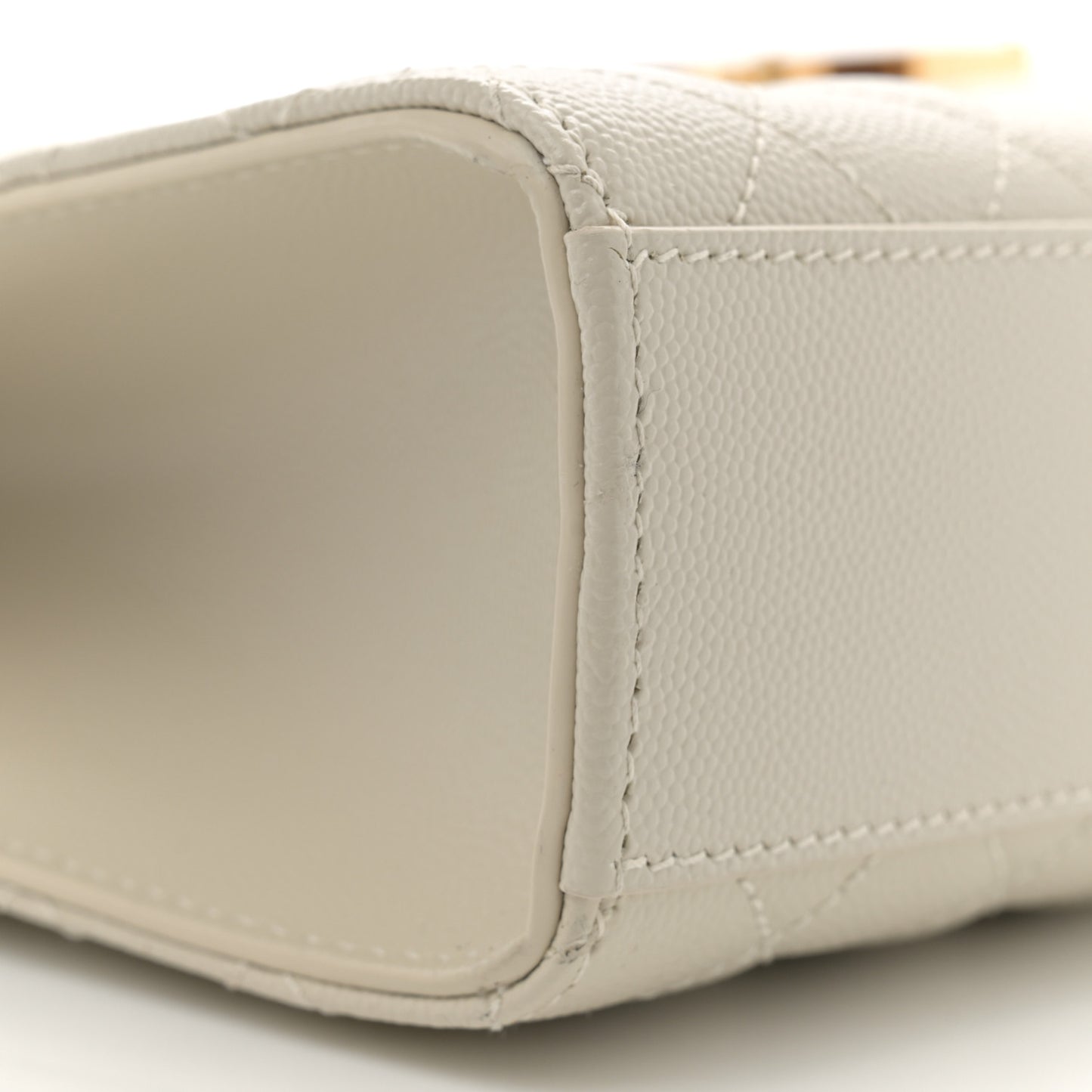 Grain De Poudre Mixed Matelasse Large Triquilt Monogram Satchel Crema Soft