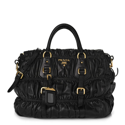 Prada Nappa Gaufre Buckle Shoulder Bag Black 1 of 9