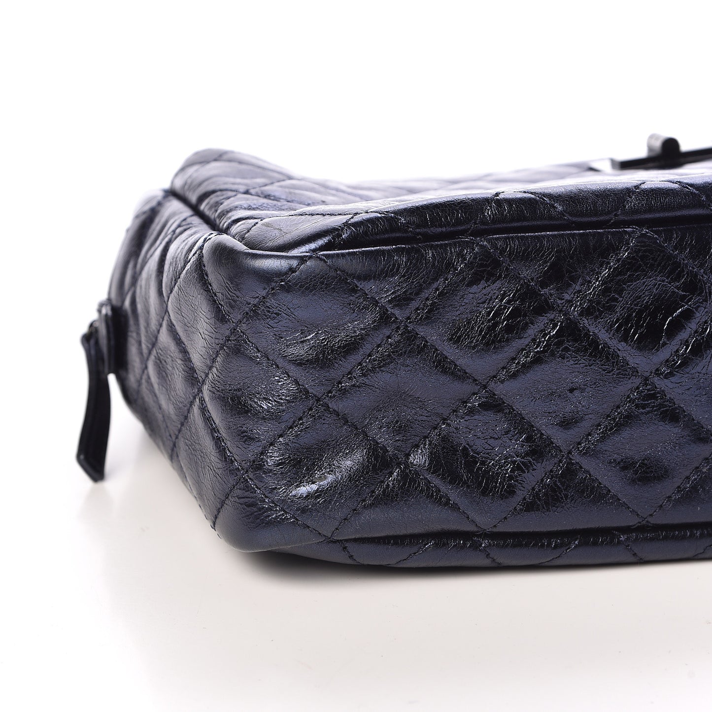 Metallic Aged Calfskin Quilted Medium Reissue Camera Case Bag Blue