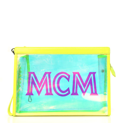 MCM Iridescent PVC Wristlet Neon Yellow 3 of 9