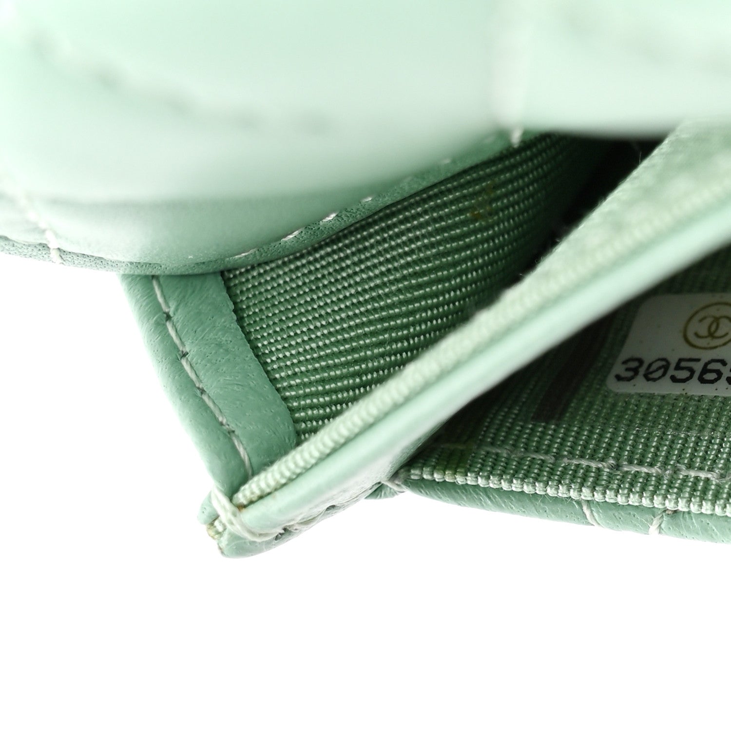 Chanel Lambskin Quilted Flap Card Holder Wallet Green 8 of 9