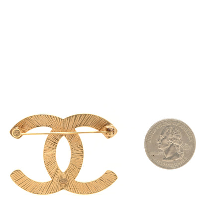 Chanel Metal Textured CC Brooch Light Gold 2 of 3