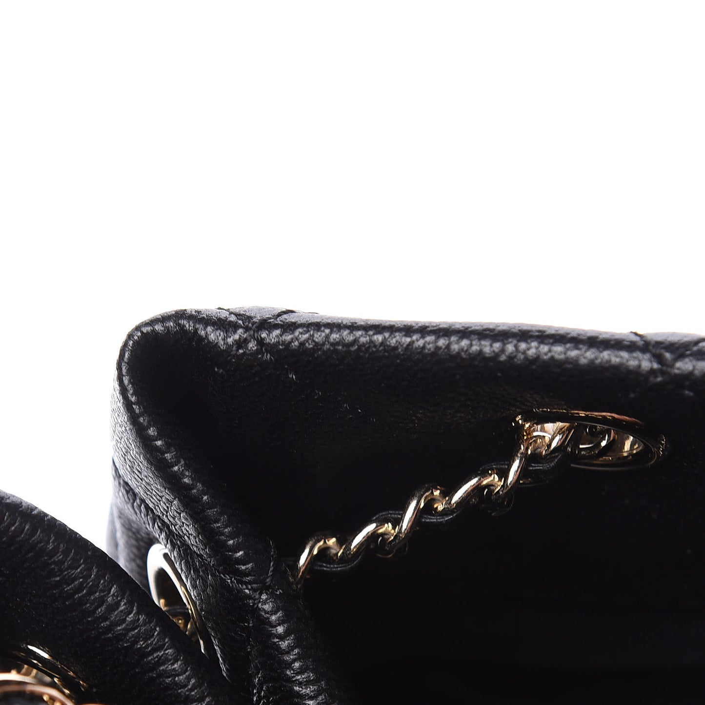 Caviar Quilted Large Rolled Up Bucket Drawstring Bag Black