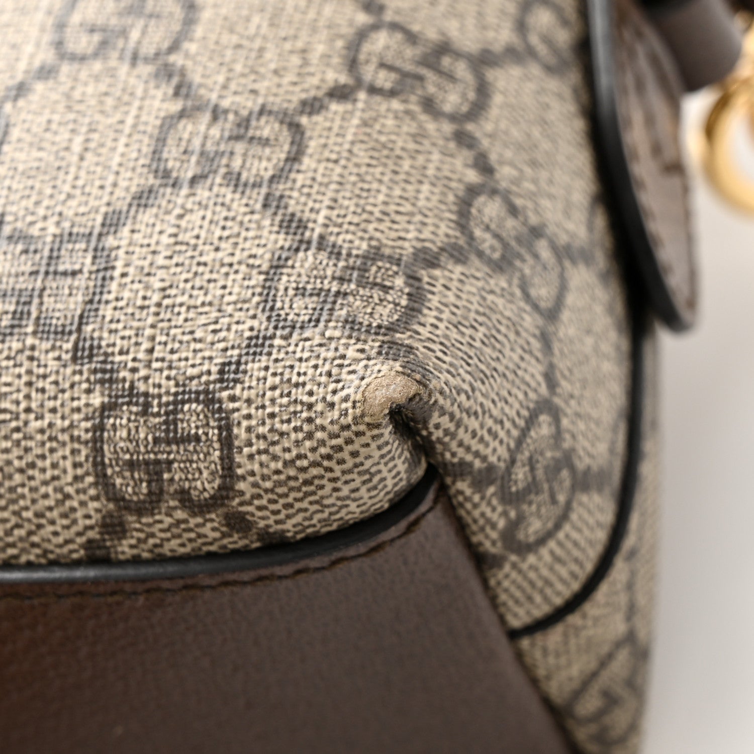 Gucci GG Supreme Monogram Textured Dollar Calfskin Web Small Ophidia Dome Shoulder Bag Beige Ebony New Acero 12 of 13