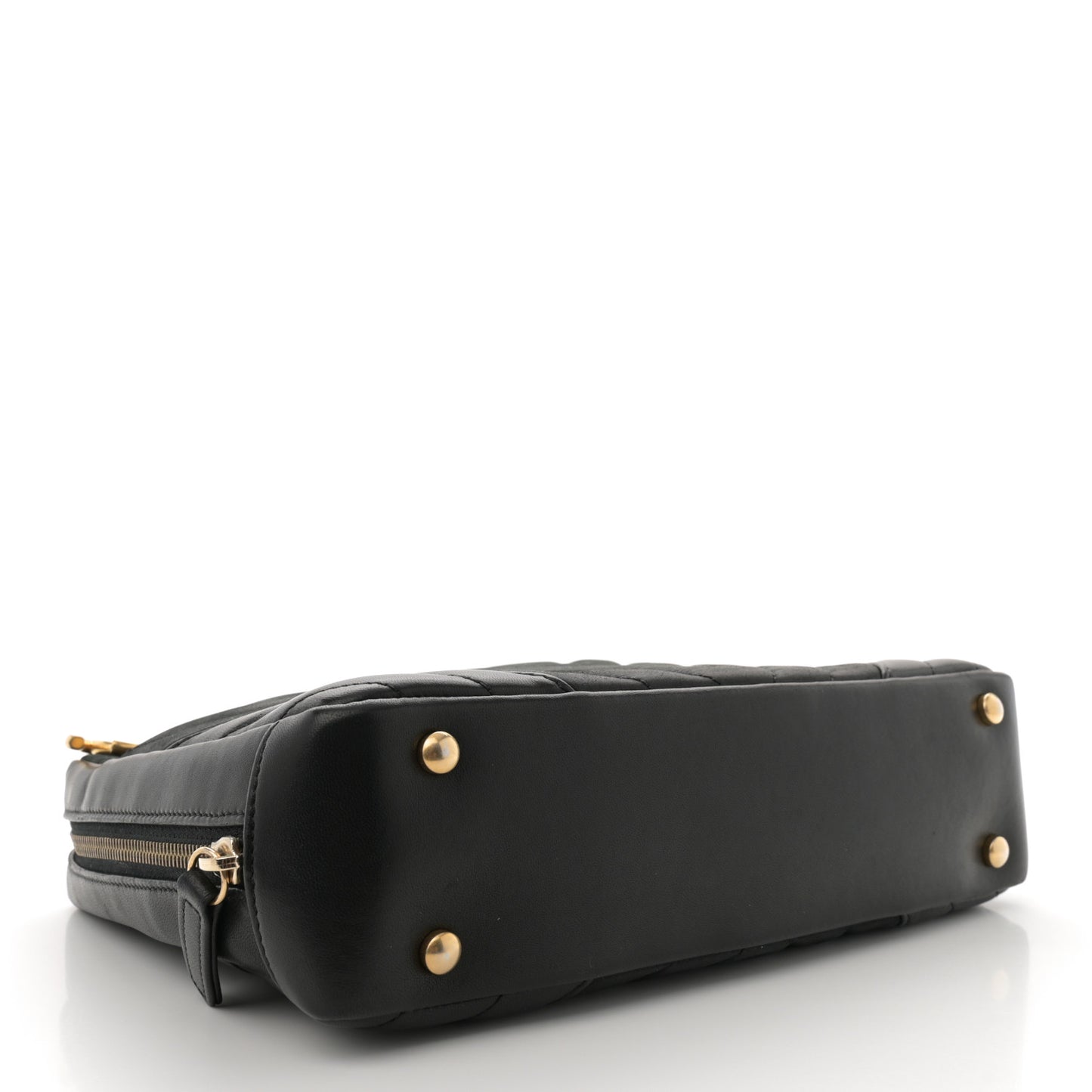 Iridescent Calfskin Lambskin Chevron Quilted Camera Case Black