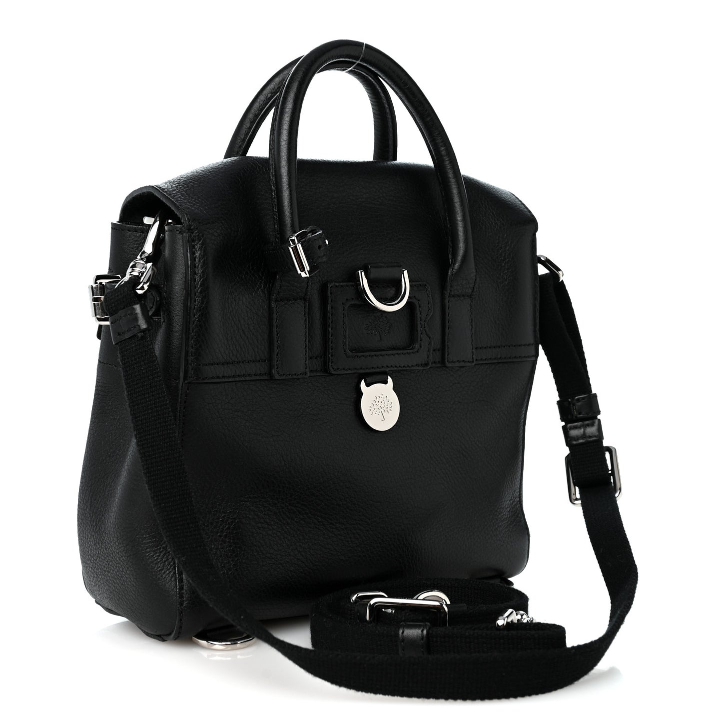 Natural Leather Mini Cara Delevigne Convertible Satchel Black