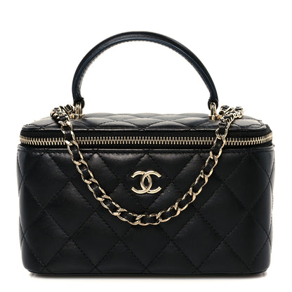Chanel Lambskin Quilted Small Top Handle Vanity Case With Chain Black 1 of 11