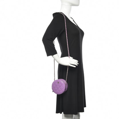 Chanel Patent Quilted Round Clutch With Chain Purple 2 of 12