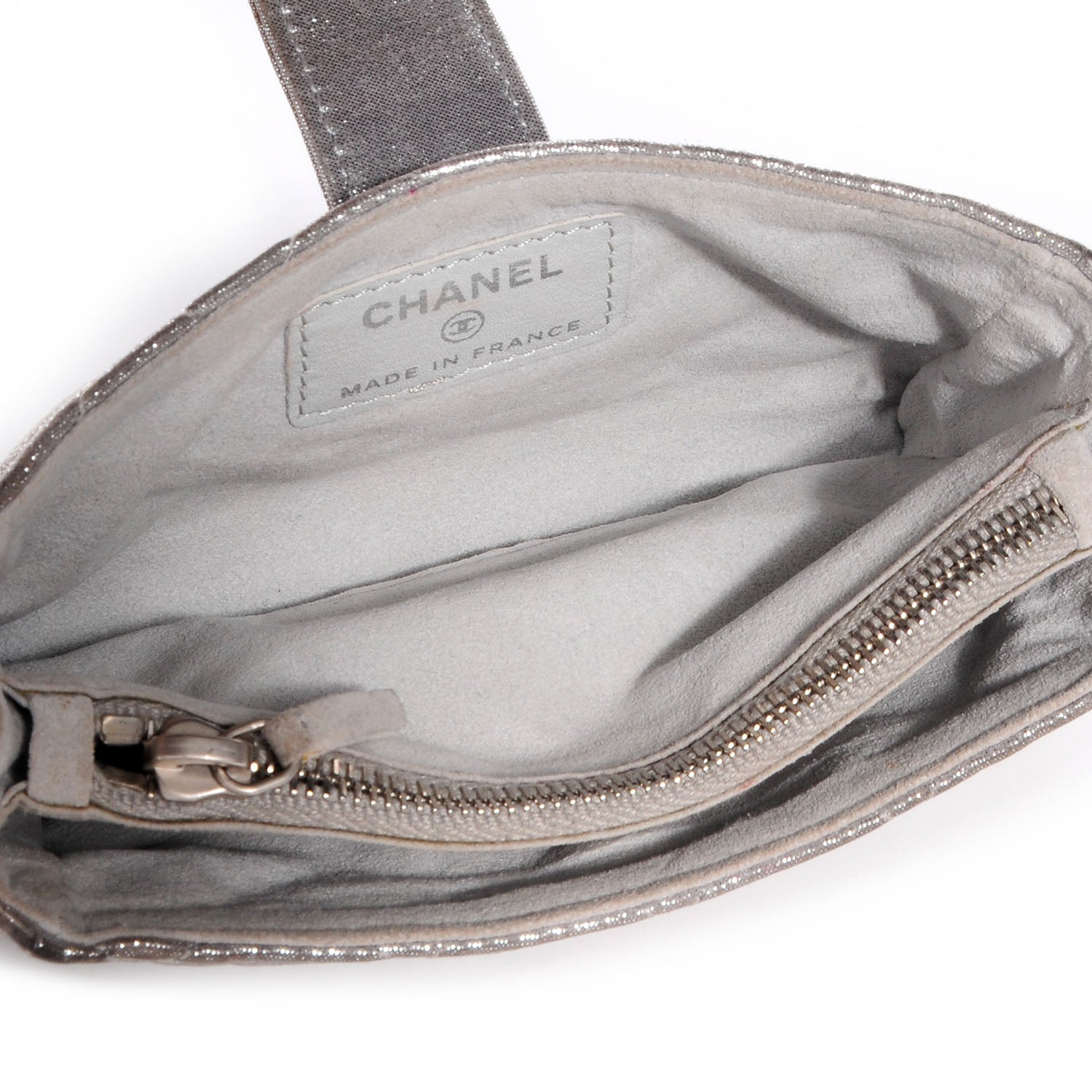 Chanel Iridescent Calfskin Quilted Mini Phone Holder Clutch Silver 5 of 7