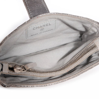 Chanel Iridescent Calfskin Quilted Mini Phone Holder Clutch Silver 5 of 7