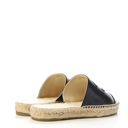 Chanel Goatskin Patent CC Espadrille Mules 37 Black 4 of 11