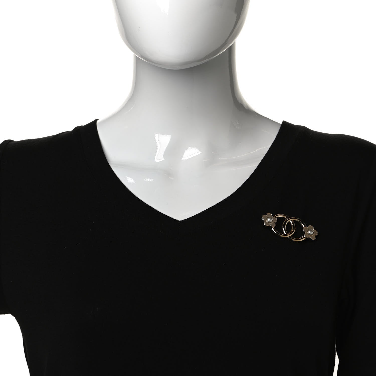 Chanel Metal CC Camellia Brooch Light Gold 2 of 5