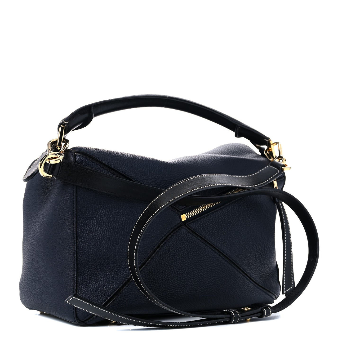 Calfskin Medium Puzzle Bag Midnight Blue Black