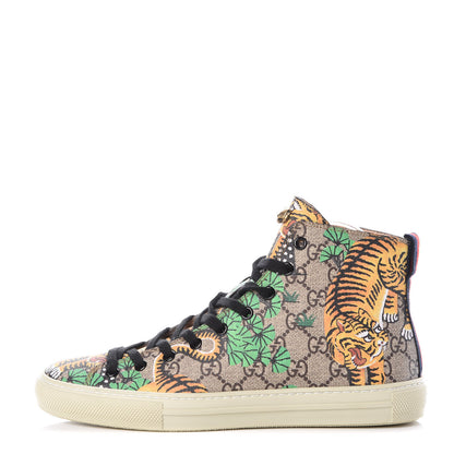 Gucci GG Supreme Monogram Bengal Mens High Top Sneakers 6 Beige Yard 1 of 7
