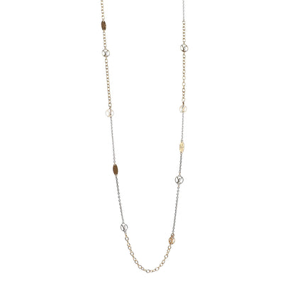 Louis Vuitton Logomania Sautoir Necklace Silver Gold 1 of 8