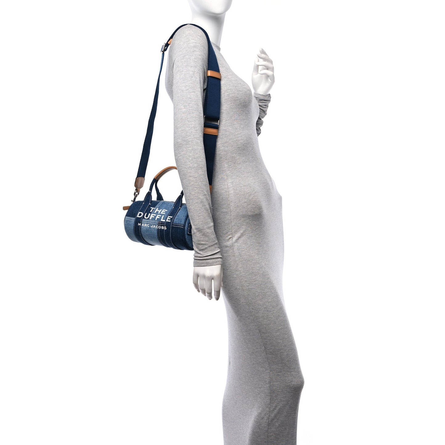 Denim Patchwork The Mini Duffle Bag Blue