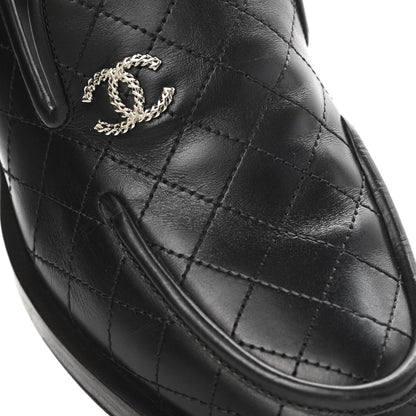 Chanel Calfskin Stitched CC Loafers 38 Black 11 of 12