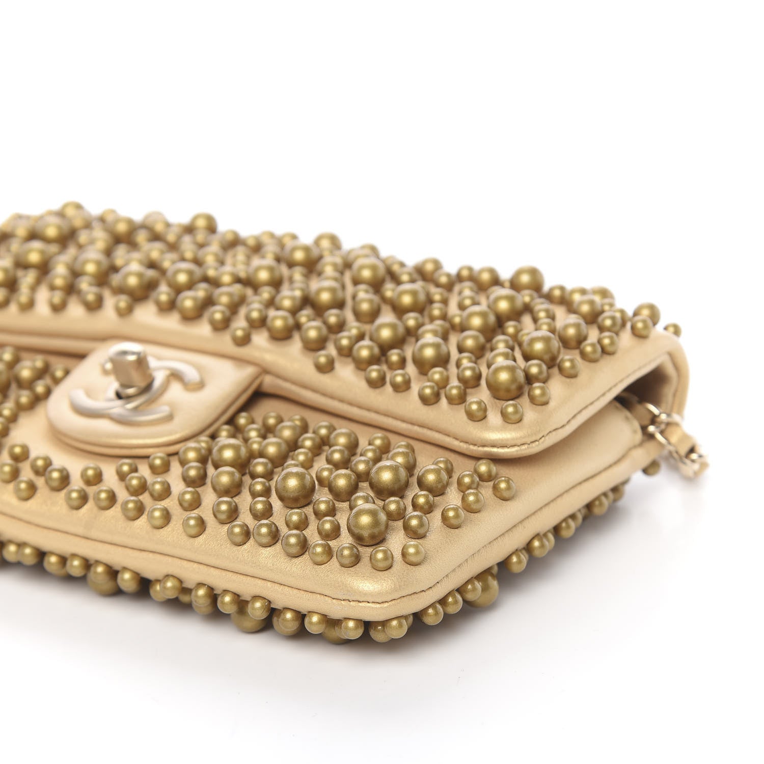 Chanel Lambskin Pearls Flap Gold 10 of 10