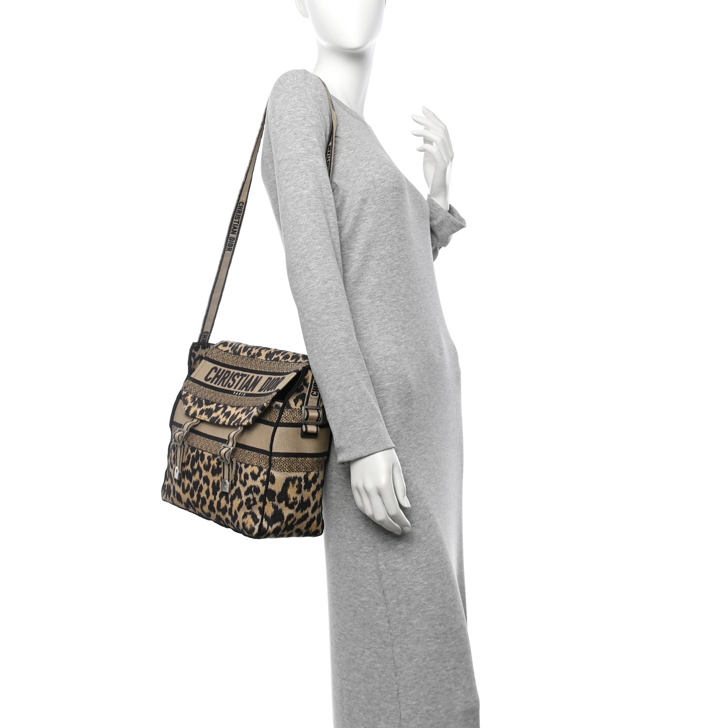Christian Dior Canvas Mizza Embroidered Leopard Medium Diorcamp Messenger Beige 2 of 10