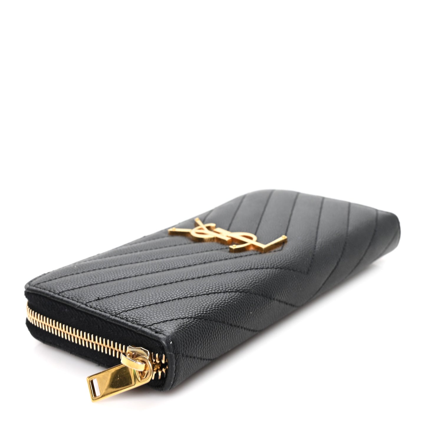 Grain De Poudre Matelasse Chevron Monogram Zip Around Wallet Black