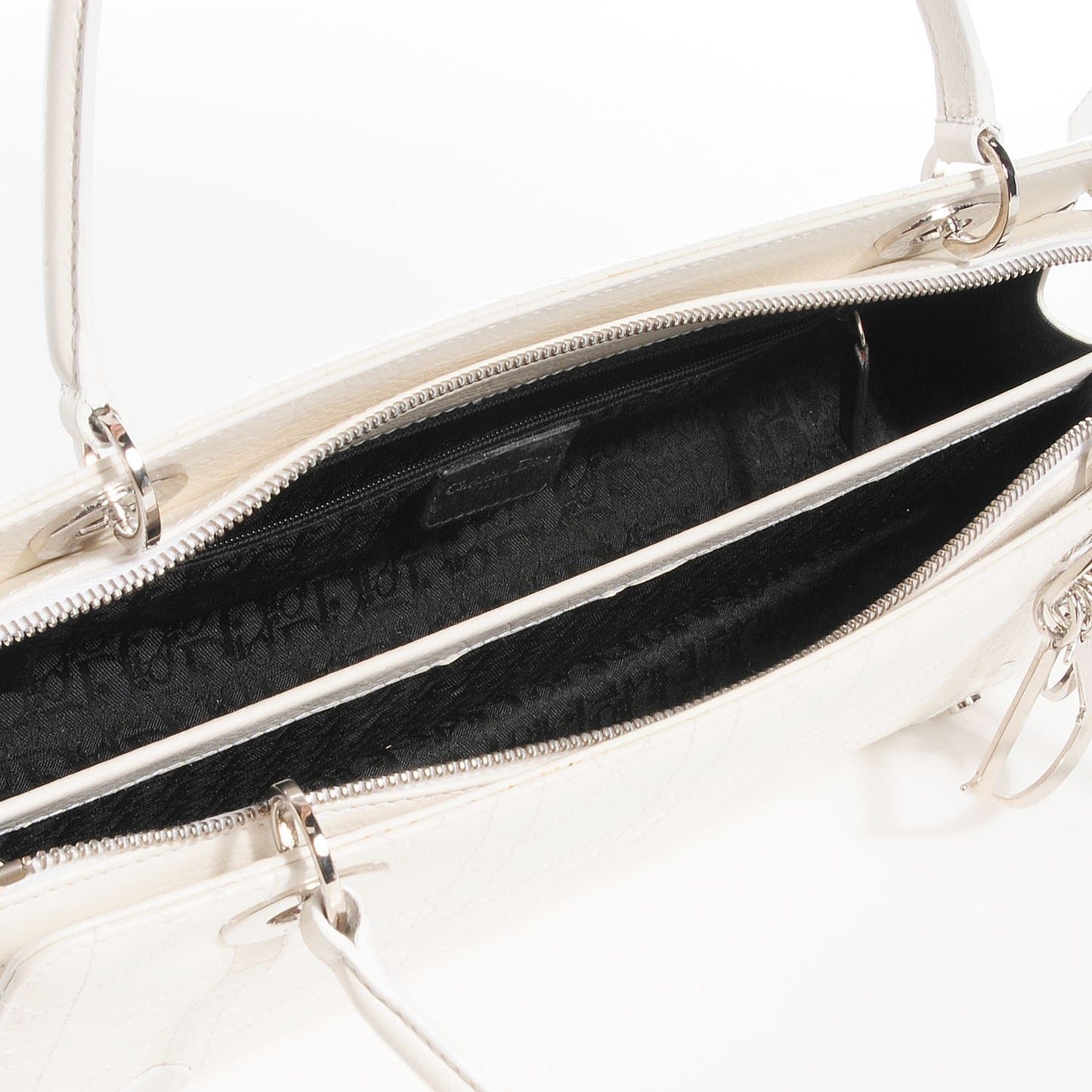 Calfskin Cannage Stitched East West Lady Dior White