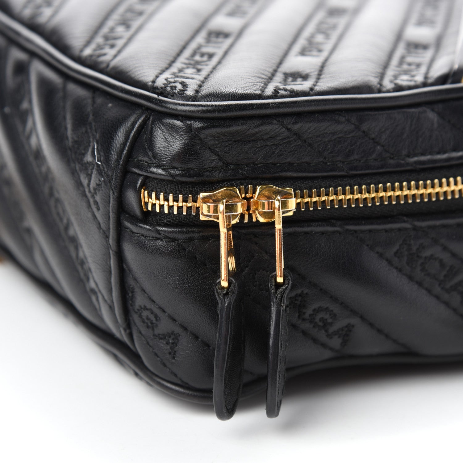 Balenciaga Calfskin Logo Matelasse Chain Strap Blanket Reporter XS Black 9 of 12