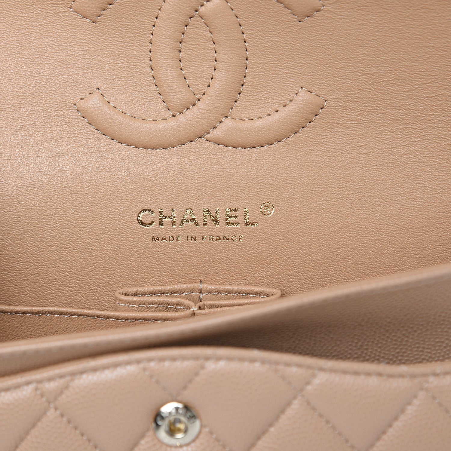 Chanel Caviar Quilted Medium Double Flap Beige 6 of 12