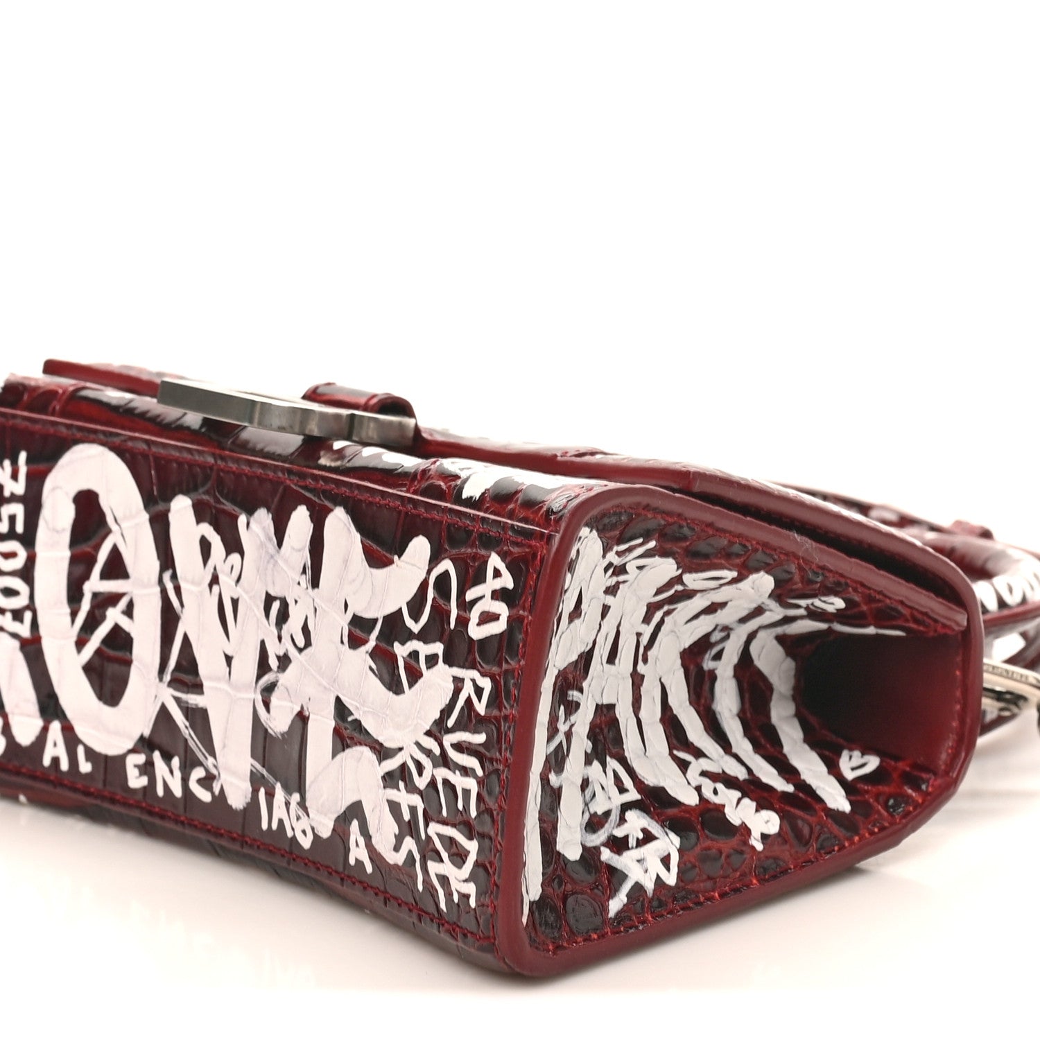 Balenciaga Crocodile Embossed Calfskin Graffiti Hourglass Top
