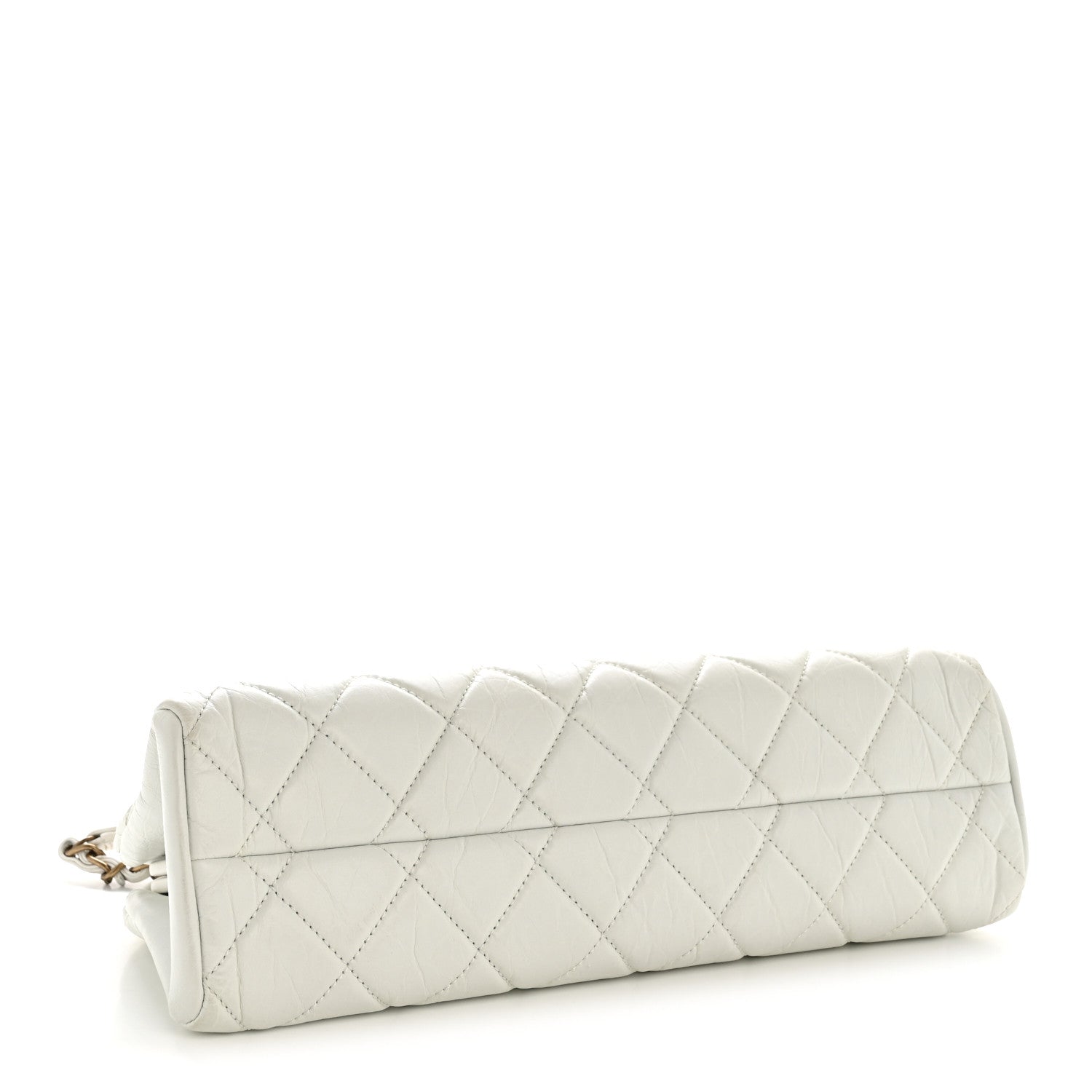 Chanel Aged Calfskin Quilted Medium Just Mademoiselle Bowling Bag White 4 of 11