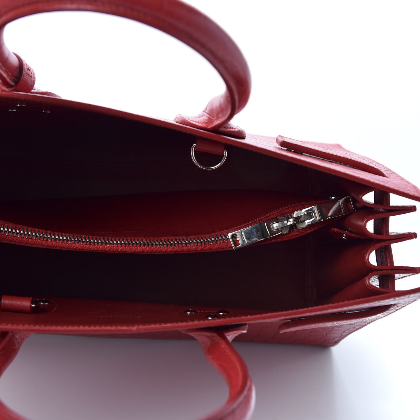 Calfskin Crocodile Embossed Small Sac De Jour Eros Red