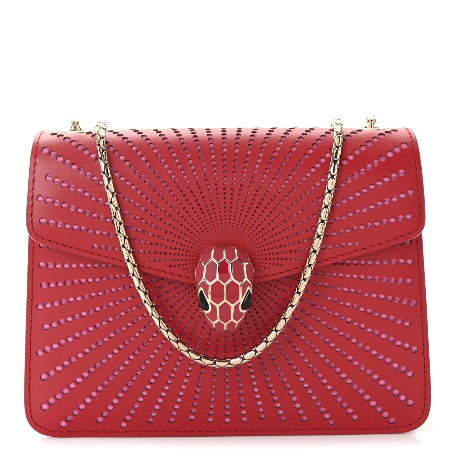 Bulgari Calfskin Laser Cut Small Serpenti Forever Diamond Blast Sunshine Crossbody Bag Red Pink 1 of 9