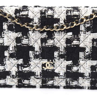 Chanel Tweed Quilted Wallet On Chain WOC Black Ecru White 10 of 11