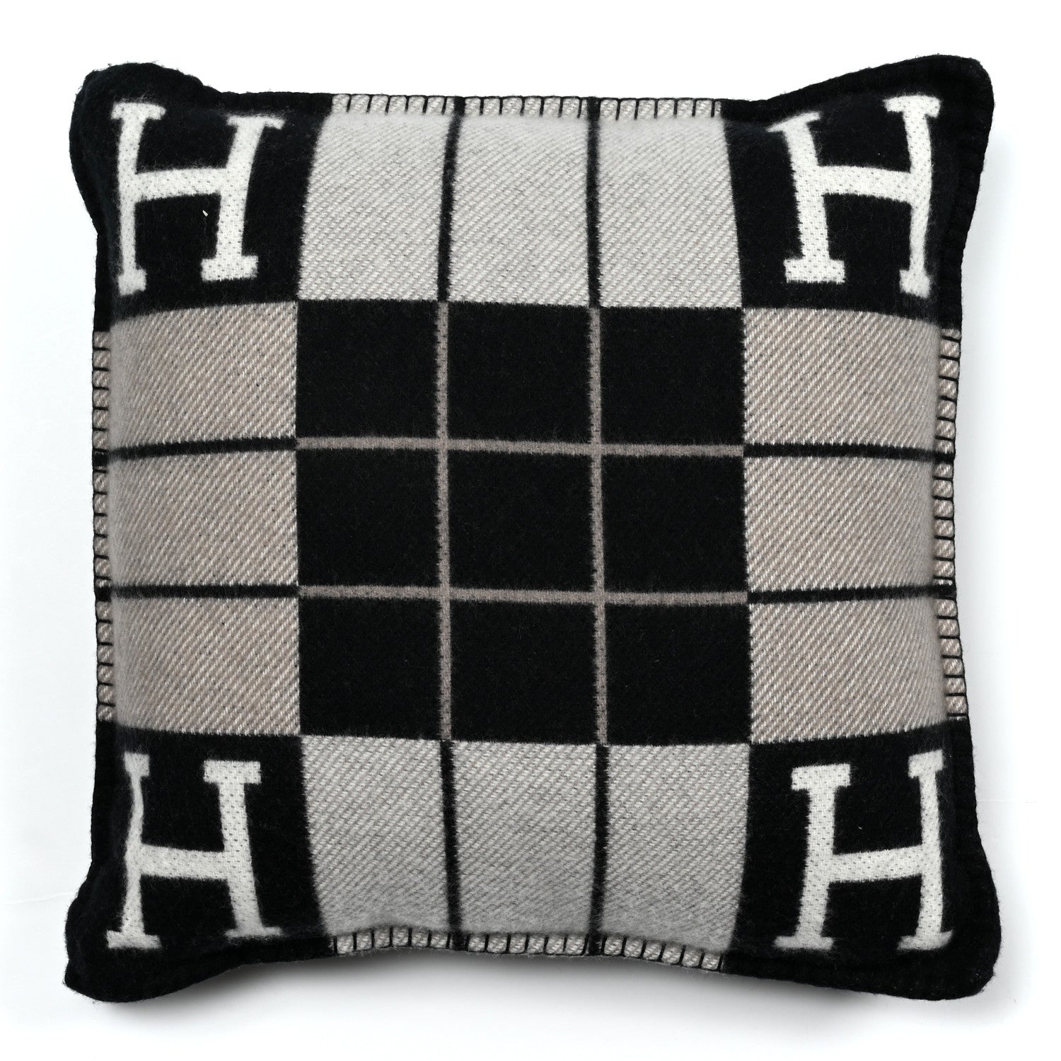 Hermes Wool Cashmere Avalon III Pillow PM Ecru Black 2 of 3