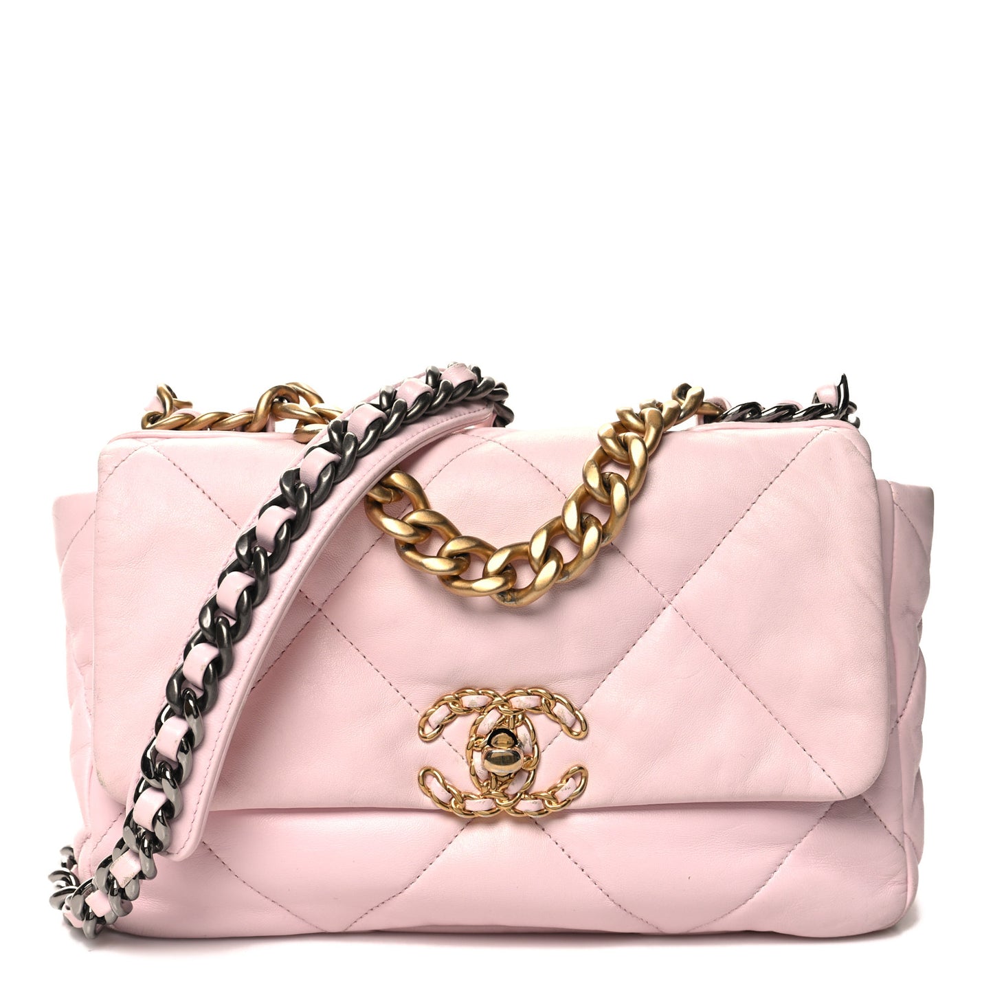 Lambskin Quilted Medium 19 Flap Light Pink
