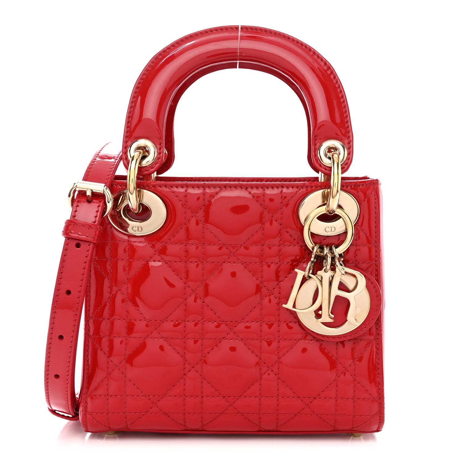 Christian Dior Patent Cannage Mini Lady Dior Red 1 of 13