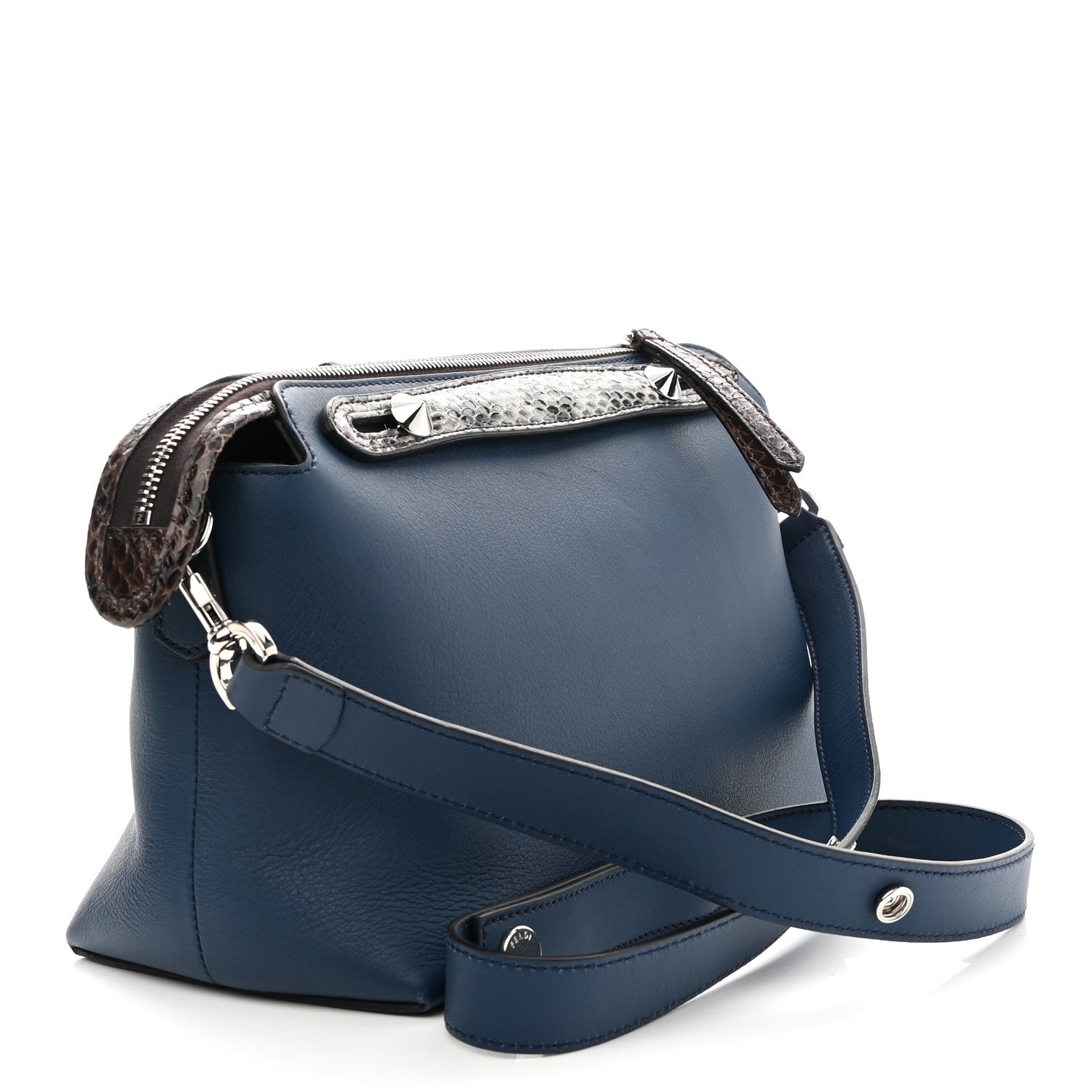 Fendi Vitello Dolce Elaphe Medium By The Way Boston Bag Blue Multicolor 3 of 10