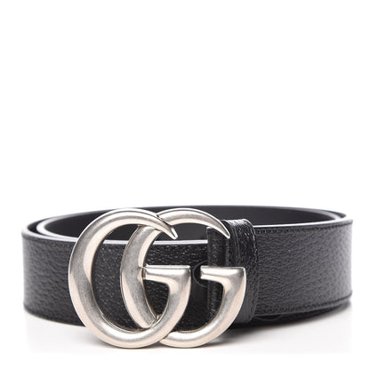 Gucci Textured Dollar Calfskin Nickel Double G 40mm Belt 85 34 Black 1 of 7