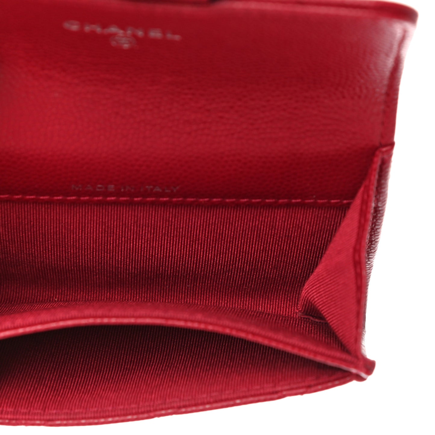 Caviar Quilted Flap Card Holder Dark Pink